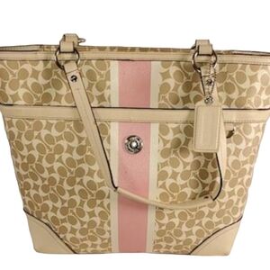 Coach F15137 Pink and Tan Bag